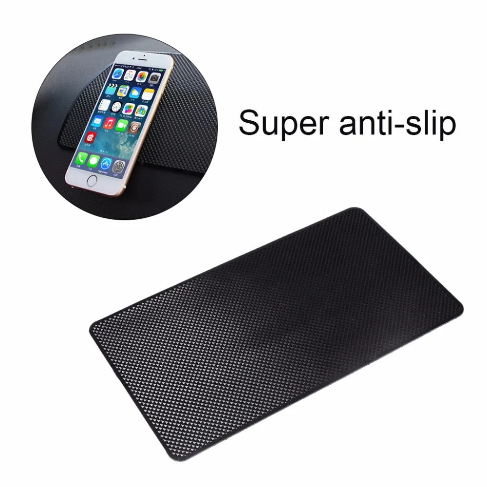 Silica Gel Car Anti-slip Mat For Cellphone Ornaments Fixed Center Console Grid Non-slip Pad 2715cm-Black (1)