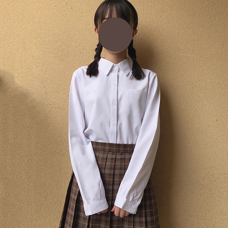 japanese high school uniform Pointed collar / square collar long-sleeved solid white shirt for Anime cosplay XS-XXXL-5XL primary school students tianzi grid pinyin book math new word square japanese homework wholesale standard first grade