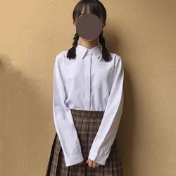 Японская школьная форма с острым воротником/квадратный воротник с длинными рукавами однотонная белая рубашка для аниме косплей XS-XXXL-5XL