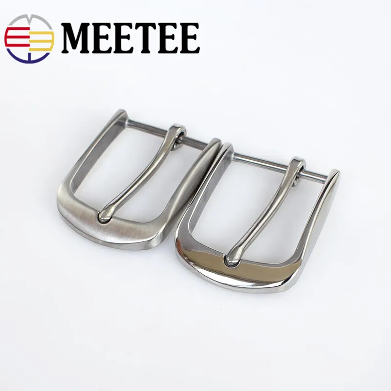 Meetee 40 Wide Solid Stainless Steel Belt Buckle Pin Buckle Brushed Belt Buckle for Men Cowboy