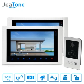 

4-Wired Video Door Phone Home Video Intercom Doorbell 10'' Monitor Intercom Outdoor Wide View Angle Call Panel + RFID Card 1-2