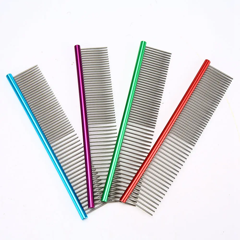 Dog Comb Hackle for Cat Pet Combs Stainless Steel Pets Cleaning Tool Dogs Cats Deshedding Brush Grooming Comb ZX0006