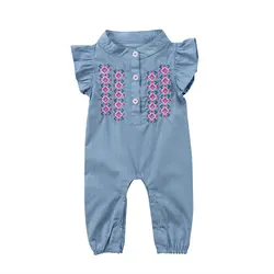 2018 Детский комбинезон для новорожденных девочек, летняя синяя джинсовая одежда без рукавов для девочек, пляжный костюм, комбинезон