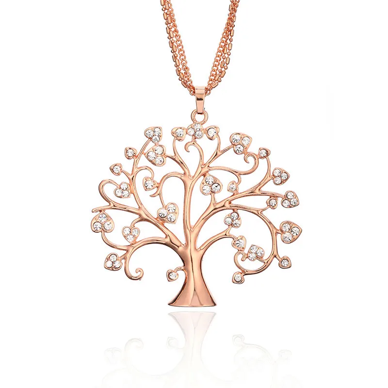 Ожерелье с подвеской Дерево жизни женские ювелирные изделия мода CZ Кристалл серебро Роза заявка на цвет золота ожерелье s& Подвески - Окраска металла: Rose Gold