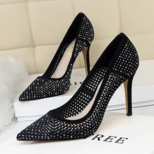 Sexy High Heel Shoes Women 2019 Summer Shallow Mouth Flock Crystal Hollow High Heels Womens Pumps Pointed Toe Ladies Party Shoes цена Sexy High Heel Shoes Women 2019 Summer Shallow Mouth Flock Crystal Hollow High Heels Womens Pumps Pointed Toe Ladies Party Shoes цены онлайн