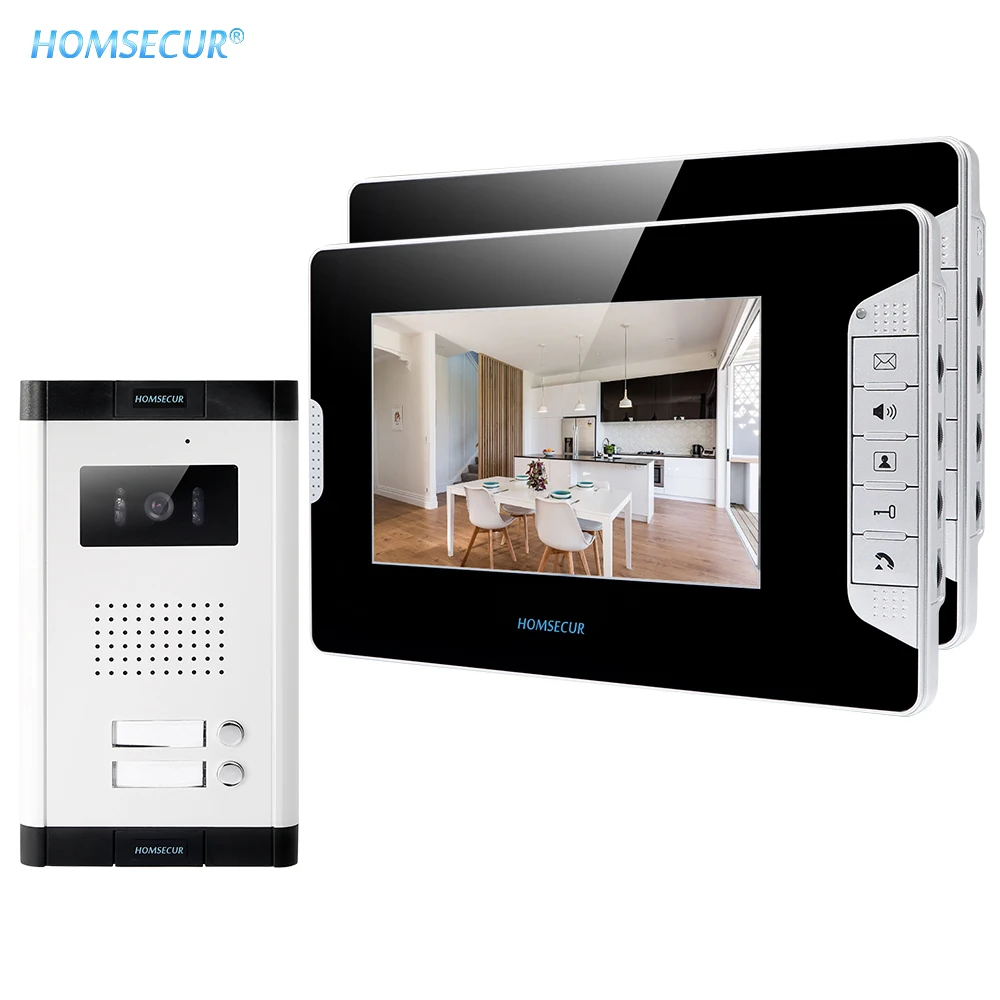 HOMSECUR 2 Units Apartment Wired Video Door Phone 7\ Fashionable Monitor 700TVL Camera 520C-2+V70E-B HOMSECUR 2 Units Apartment Wired Video Door Phone 7\ Fashionable Monitor 700TVL Camera 520C-2+V70E-B