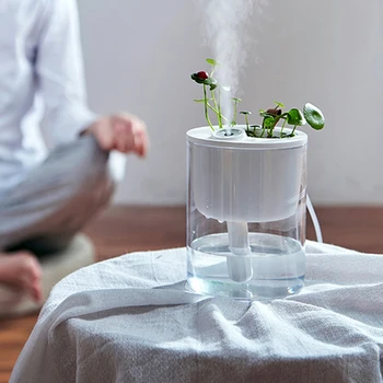 

320ml USB Air Humidifier Ecological Home Mini Bedroom Desktop Potted Mute Recharging