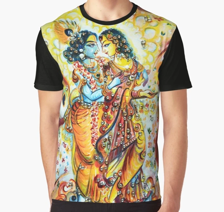 

All Over Print T Shirt Men tshirt Radhe Krishna - Love moments Graphic T-Shirt