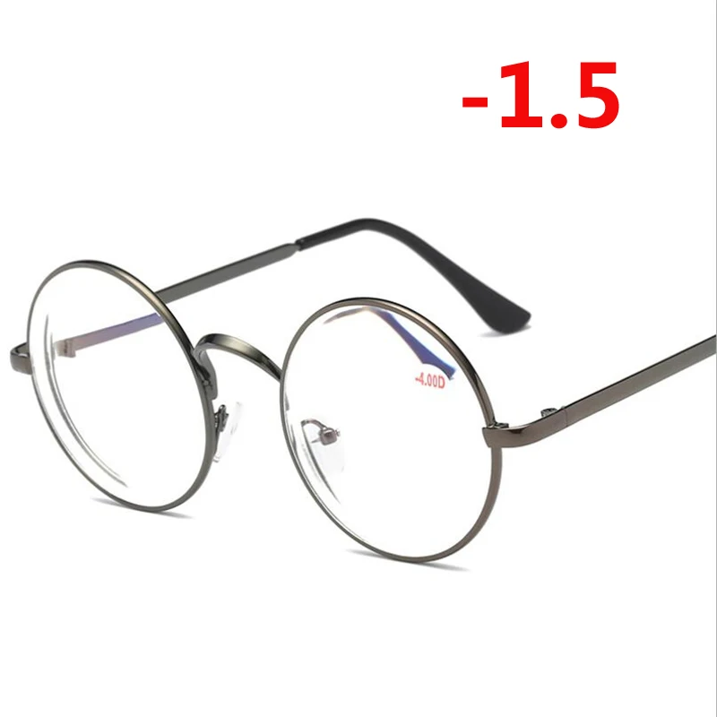 1,0-1,5-2,0-2,5 до-4,0 готовые очки для близорукости для женщин мужчин анти синий Llight короткие очки для коррекции зрения круглые очки для близорукости - Цвет оправы: Myopia 150