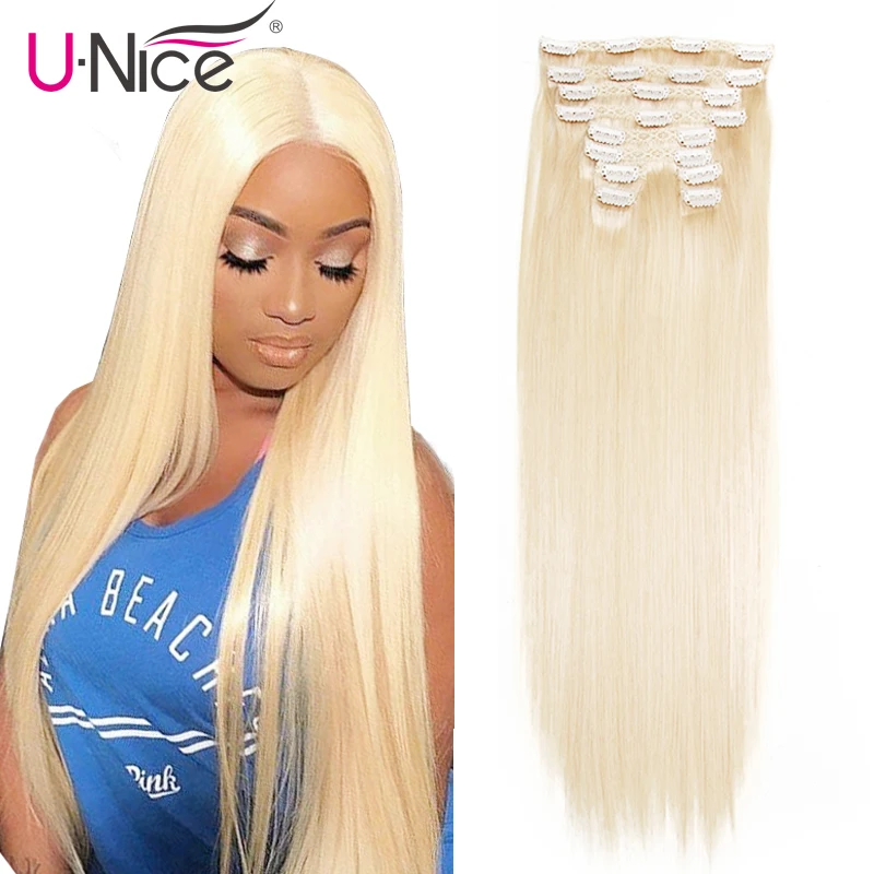 

Unice Hair Brazilian Straight Human Hair Clip In Extensions 20-22" Clip In Hair Extensions 160g Clip In Human Hair Extensions 7A