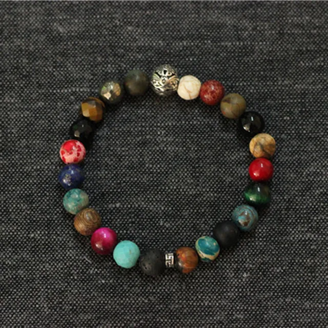 Aliexpress Uniquely Mens Natural Stone Bracelets Mixed Uniquely Mens Natural Stone Bracelets Mixed Beads Stretch Bracelet Men Silver Mala Masculino Bijuteria
