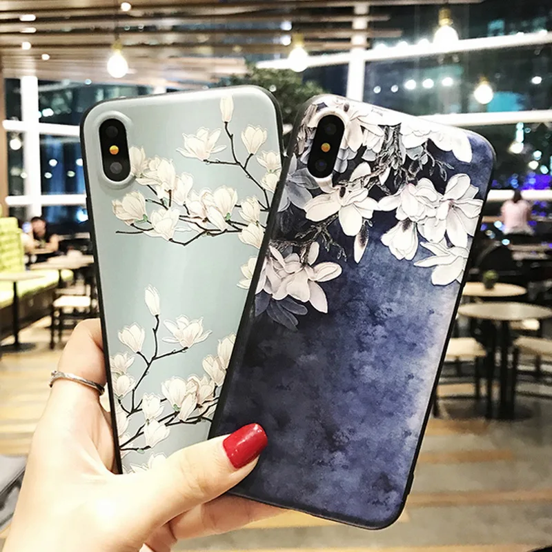 

Retro Lily Flower Branch Case For iPhone XS Max XR X Slim Soft Silicon Full Cover For iPhone X XS 8 7 6 6S Plus Floral Back Case