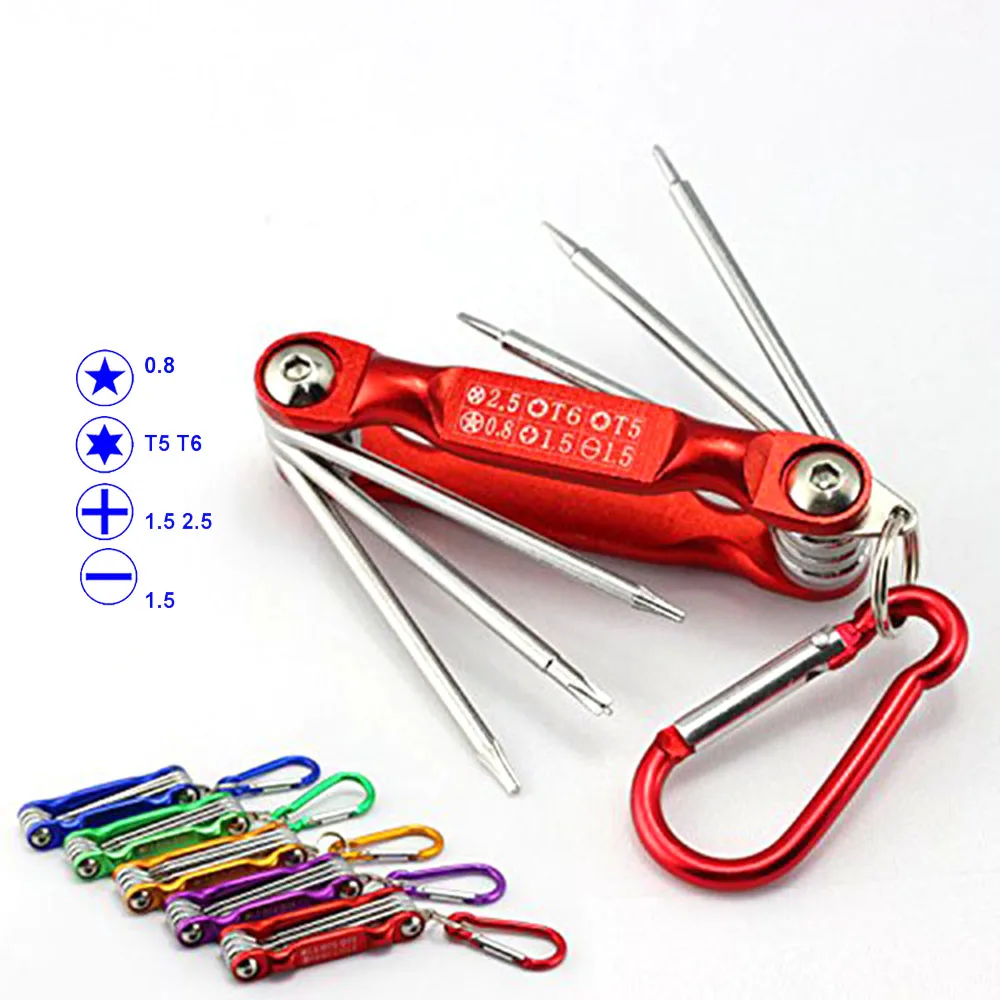 6 In 1 Mini Folding Keychain Screwdriver Set for iPhone Samsung iPad