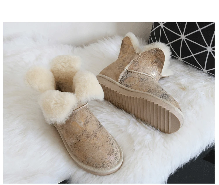 G& Zaco/короткие зимние ботинки из овечьей кожи с милым цветком клевера; Зимние ботильоны из натуральной шерсти; очаровательные женские ботинки; зимняя обувь