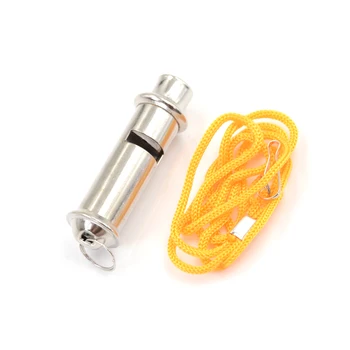 

Outdoor Camping Survival Whistle Silver Metal Whistle with Neck Chain Football Basketball Match Judge Whistle