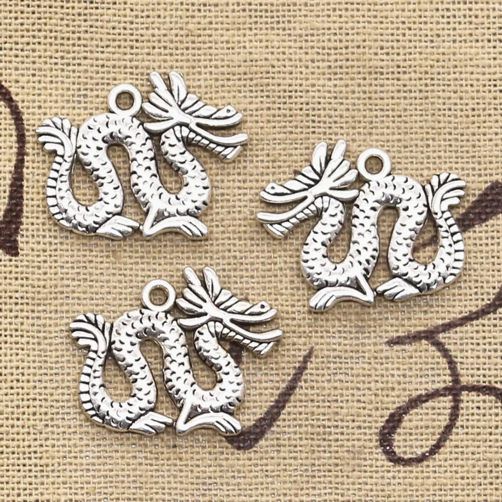 8 Pezzi Charms Dragon China Loong 23X17Mm Ciondolo Antico Misura Vintage Argento Tibetano Colore Gioielli Fatti A Mano Fai Da Te