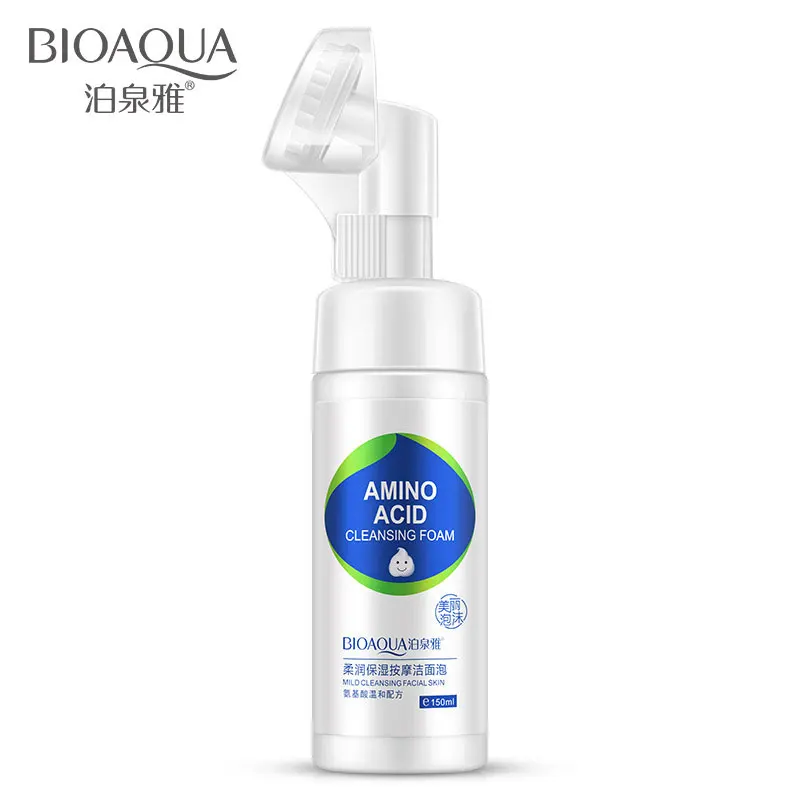 BIOAQUA, аминокислота, Очищающая пенка для лица, отшелушивающая очистка пор и влаги, уход за кожей, щетка для мытья, корейская косметика, макияж