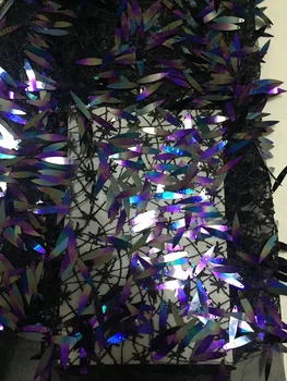 

2018 High Quality African Lace Fabric Black French Net Embroidery Sequins Tulle Lace Fabric For Nigerian party Dress CD18191