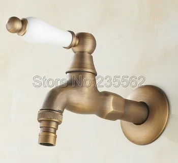

Antique Brass Single Ceramic Handle wall mounted Laundry bathroom Washing Machine Faucet Water Tap tav105