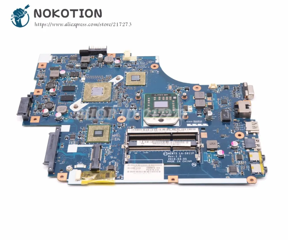 NOKOTION для acer aspire 5551 5551G 5552G материнская плата для ноутбука MBWVF02001 NEW75 LA-5911P HD5650 1 ГБ видеокарта DDR3 Бесплатный процессор