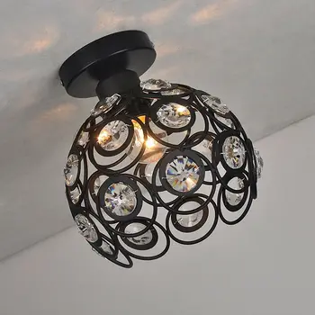

GTBL E27 black Creative crystal minimalist ceiling light Single wall ceiling lamp bedroom lamp Single European iron lamp Cryst