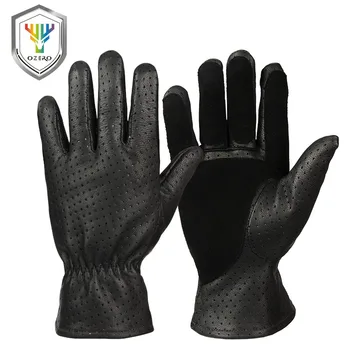 

OZERO Men's Work Gloves Leather Genuine Goatskin Security Protection Wear Safety Workers Repairman Garage Racing Gloves 5021