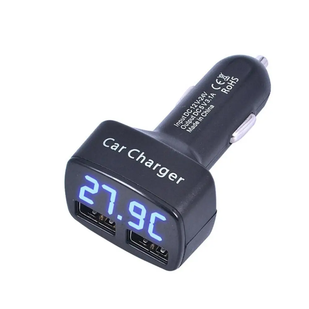 

Car Charger Car Charger Display Detection Voltage Current Temperature 3.1A Current Double Usb One For Two