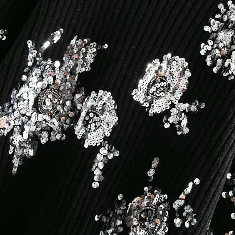 Déco Manches Pull Dames Paillette Femmes Argent Chaud Coréen Chic À My319 Photo Floral As Chandails Tricoté Noir Pulls Longues 8AIvn0vW