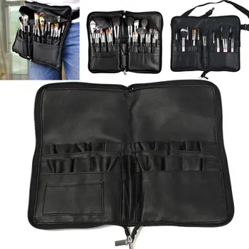 

Pro PU Leather Makeup Bag 28 Pockets Professional Large-capacity Makeup Brush Bag Cosmetic Brushes Case Belt Strap Holder Tool