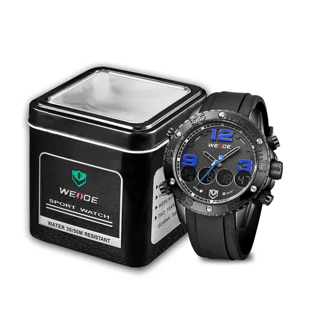 WEIDE analog Men's watches the best luxury brand waterproof watch Silicone Sport watches men electronic watches automatic clock