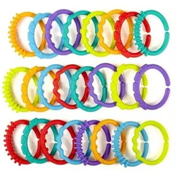 

24Pcs/set Baby Infant Teether Toy Rattle Colorful Molars Rings Crib Bed Toy