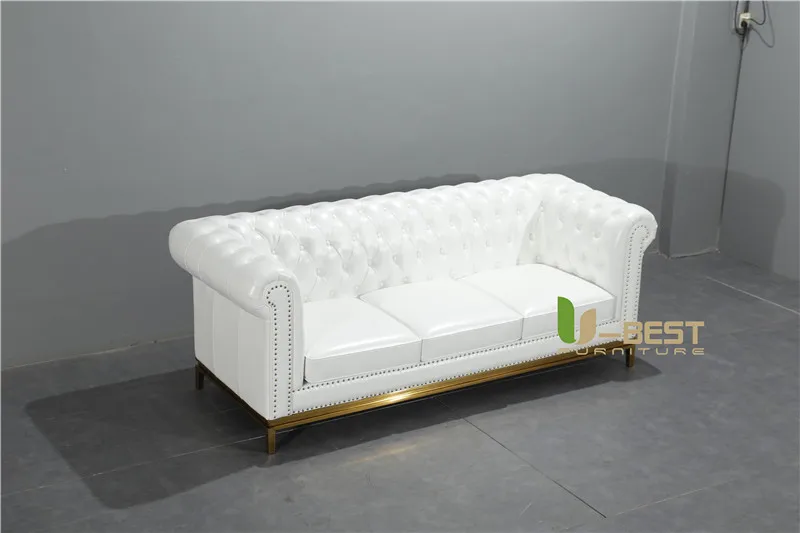 U-BEST мебель для дома, гостиной, диван, современный металлический каркас из нержавеющей стали для ног, 3 места, кожаный диван для мебели