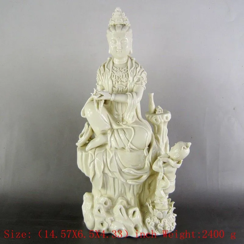 Height 14.57 inches/Chinese dehua porcelain goddess guanyin bodhisattvain Statues & Sculptures