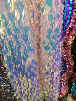 

BZL-12038 fashionable shinny big sequins tulle embroidery french net lace fabric for party dress