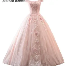 Розовые румяна Бальные платья для выпускного вечера с рукавами с открытыми плечами кружевные бальные платья vestidos De 15 Anos милые 16 платья 362