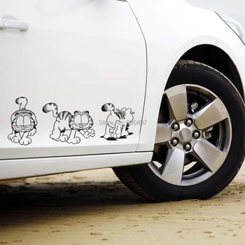 

10 x Cartoon Garfield Strolling Turning Back Car styling Decals for Tesla Ford Honda Toyota Chevrolet VW Hyundai Kia Lada