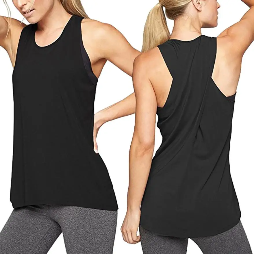 Women's Cross Back Shirt Sleeveless Racerback Workout Active Tank Top