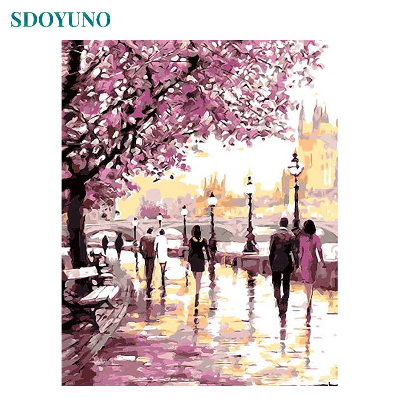 

SDOYUNO Frame park DIY Painting By Numbers Landscape Coloring By Numbers Hand Painted Home Wall Art Decor 40x50cm unique gift