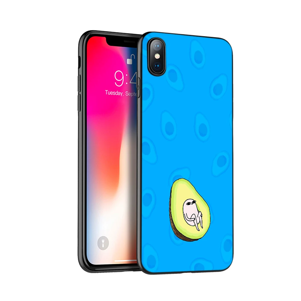 Черный чехол из ТПУ для iphone 5 6 6s 7 8 plus x 10 силиконовый XR XS 11 pro MAX милый с авокадо