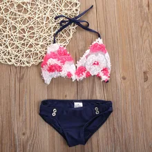 Girls bikini set biquini infantil New floral lace girl swimwear kids lovely two pieces swimsuit for children 1-6 age