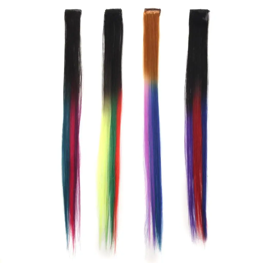 Synthetic Color Hair Extension Piece One Clip Tri Color