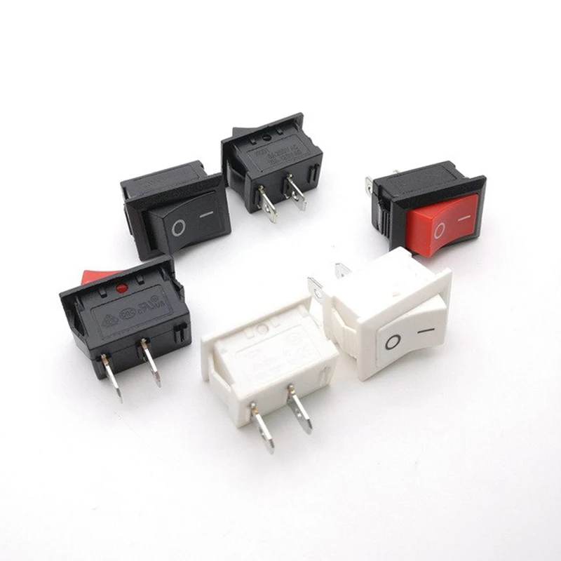 

10Pcs/lot 15x10mm Push Button Mini Switch 3A 250V KCD1-101 2Pin Snap-in On-Off Rocker Switch
