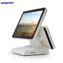 15 Inch POS Dual Touch Screen Cash Register System with Software For Supermarket haina touch 15 inch touch screen dual screen pos terminal with nfc card reader