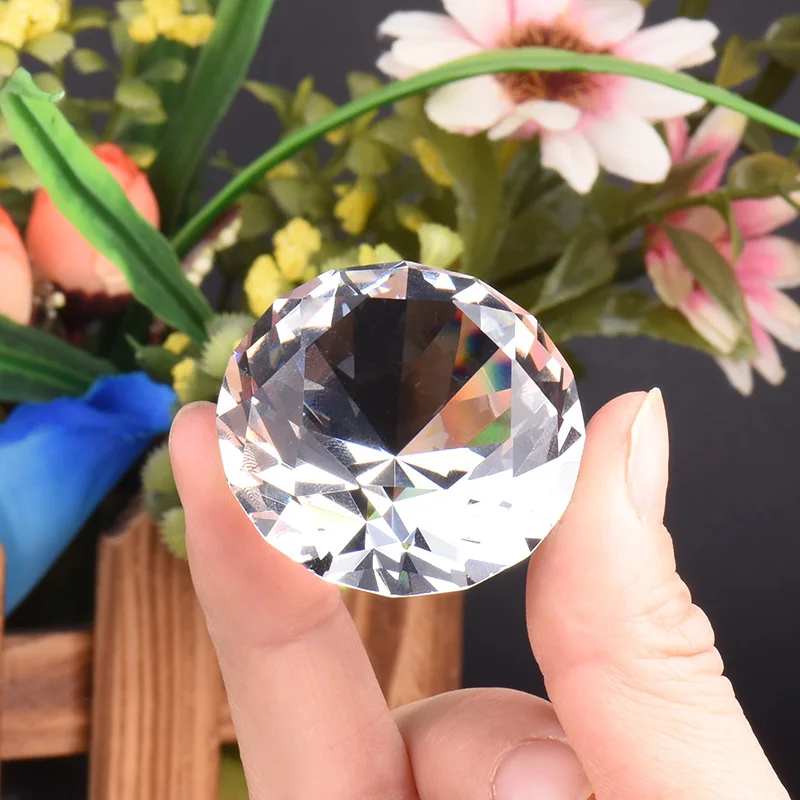 40mm Diamond Shaped Crystal Paperweight Glass Art Home Decor Wedding Gi OZV 