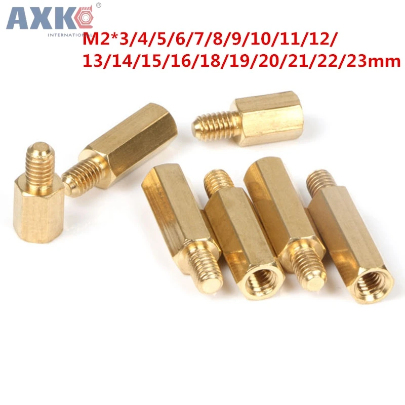 AXK M2 * 3 4 5 6 7 8-23 мм + одноголовый шестигранный Медный столб цилиндр наружный винт