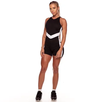 

NORMOV Fashion Women Jumpsuits Summer Deep V Neck High Waist Sleeveless Patchwork PlaySuits Polyester Skinny Jumpsuits