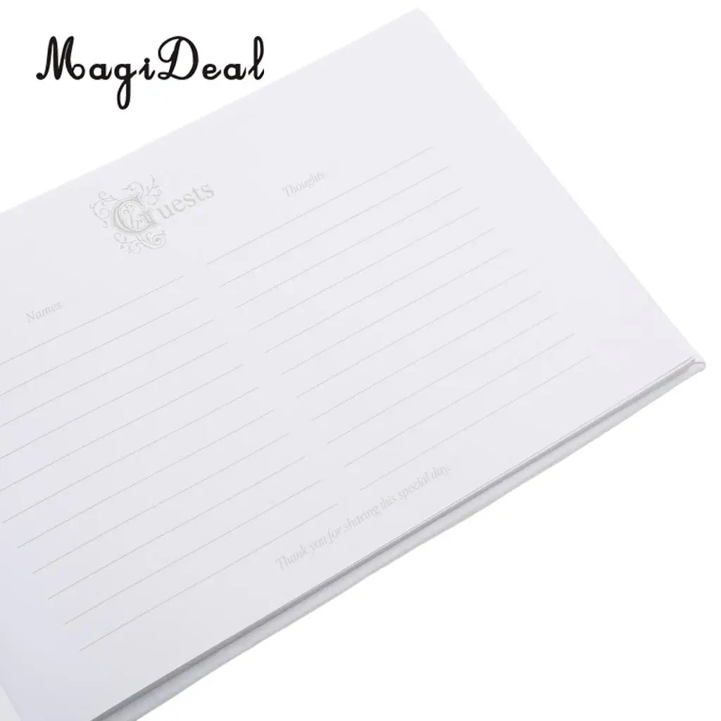 MagiDeal High Quality Wedding Guest Book Butterfly Bowknot White Satin Elegant Ceremony Party Gift for Engagement Party Supplies