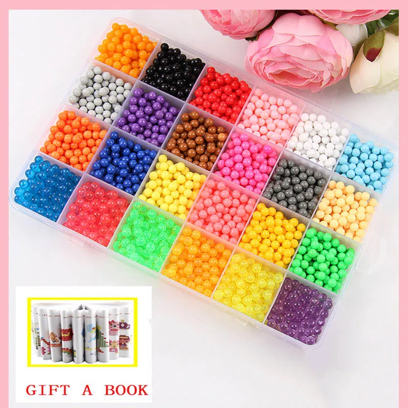 6000pcs 24 colors Refill Beads puzzle Crystal DIY water spray beads set ball games 3D handmade magic toys for children 10