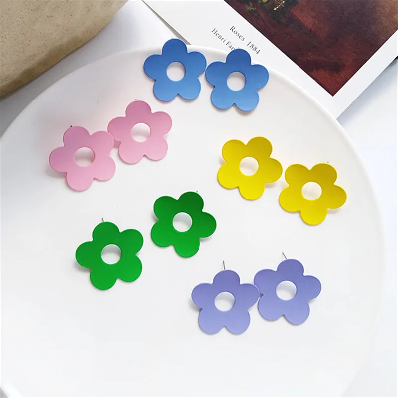 

Colorful flower shapes earrings Geometric tide female earrings Elegant girl birthday gift earrings wholesale AAF19