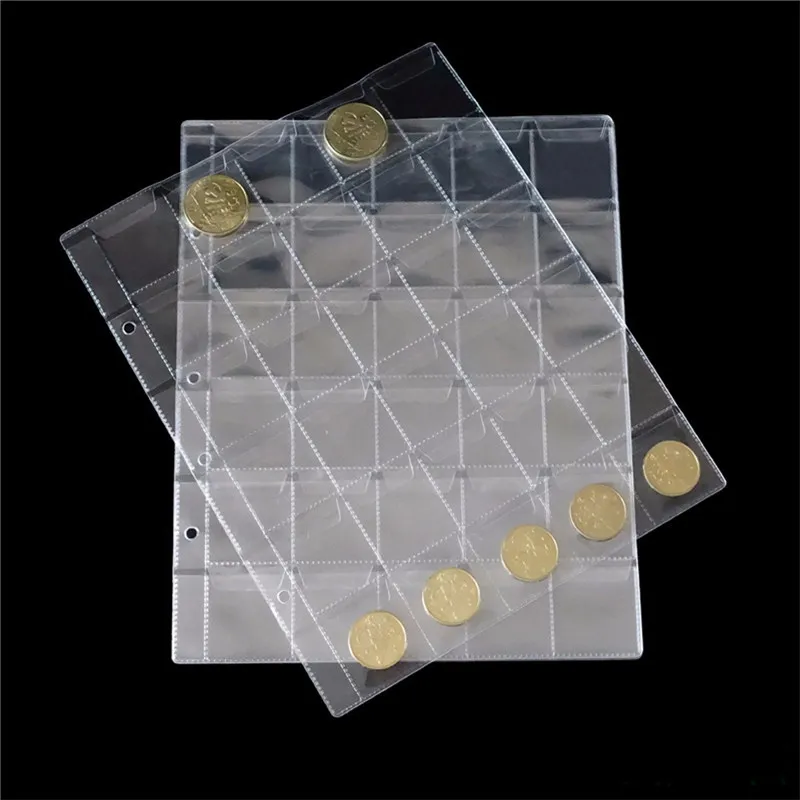 

Hot Sale Board Game Coins Holders Transparent 30 Pockets Classic Coin Holders Folder Pages Sheets For Storage Collection Album